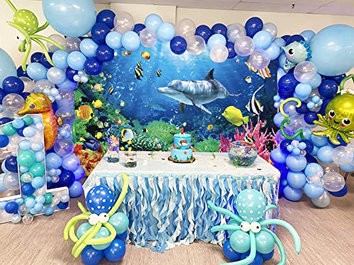 7x5ft Ocean Dolphins Backdrop Under The Sea Whale Backdrop for Kids Aquarium Corals Tropical Fish Background Underwate Baby Shower Backdrops for Photoshoot