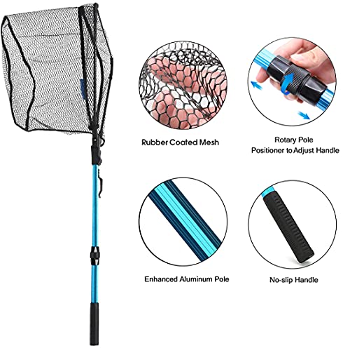SAN LIKE Fishing Net Fish Landing Net Collapsible Fish Net with Anti-Slip Telescoping Rubber Pole Handle for Kids Adults in Saltwater Freshwater Multi-Size Extending to 37/42/43/51/69/71/89/98inch - color: Aluminum pole,length 47.2" to 68.8"