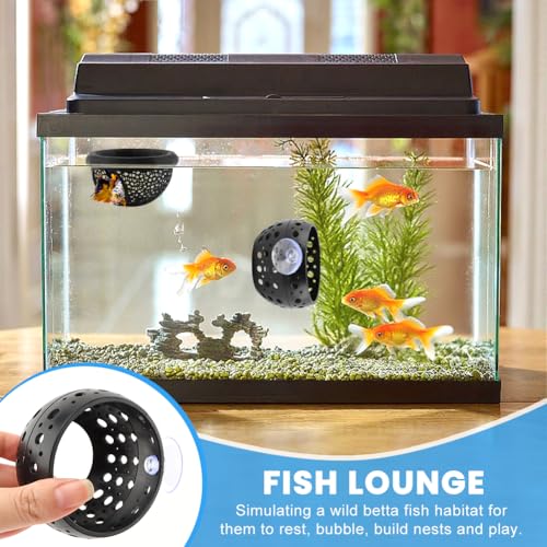 2PCS Floating Bettas Hide & Shrimp Cave 3D Printed Aquarium Hammock Floating Bettas Log Cave Bett a Hammock & Shrimp Shelter(Color:Black)