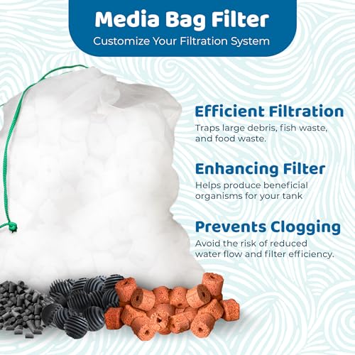 SunGrow Media Filter Bags, White Mesh Nylon Pouch for Holding Aquarium Active Carbon, Bio Rings, Straw for Chicken Nest, Lavender, Spices, Dried Flowers, 10 Pcs per Pack