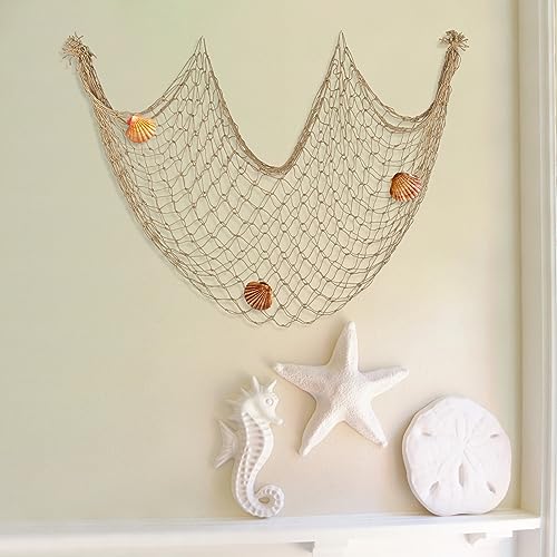 2 Pack Fish Net Decorations for Party - color: Caramel