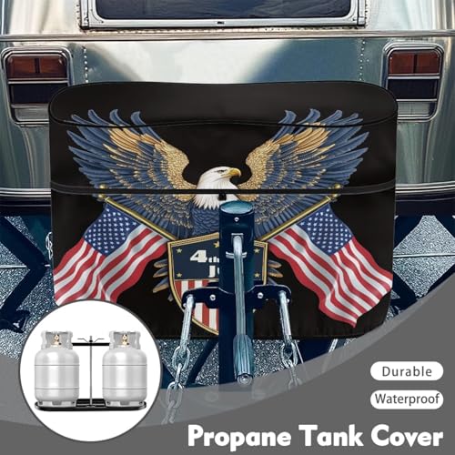 4th of July Eagle Dual Propane Tank Cover 20 Pound Double for RV/Trailer/Camper Replacement Covers for RV/Trailer/Camper, RV Parts RV Accessories - color: 4th of July Eagle, size: S(20LB)