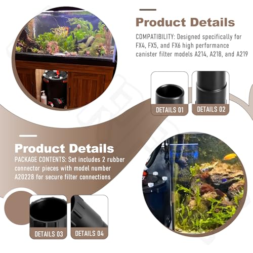 2 Pack A20228 Rubber Connector for FX4 FX5 FX6 High Performance Canister Filter A214 A218 A219 Aquarium Filter Hose Adapter