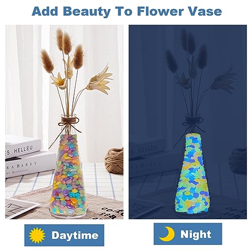 300pc Glowing Rocks for Garden Decoration Glow in The Dark Pebbles Glowing Stones Luminous Pebbles for Walkway Pathway Aquarium Decor,Color(0.4-0.6") - size: 300, style: Color