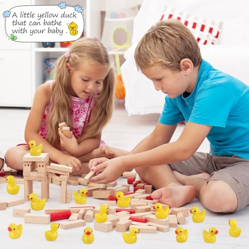 GADIEDIE 130Pcs Mini Resin Ducks,Miniature Figures Fairy Garden Duck,Tiny Resin Duck for Home Hide Prank Game Dollhouse Decor Aquarium Potted Miniature Landscape Ornament (130Pcs Yellow) - style: 130pcs Light yellow