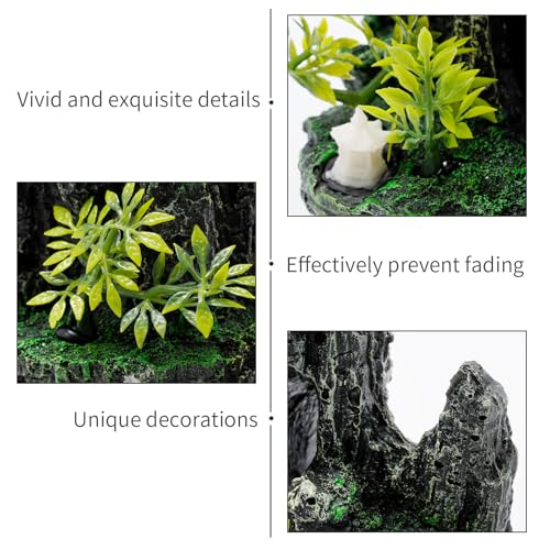 Hoypeyfiy Large Aquarium Decorations and Tall Aquarium Decor for Fish Tank Decorations Artificial Mountain View Ornament Tall Large Aquarium Rock Decor Tree House with Hiding Caves Natural Landscape
