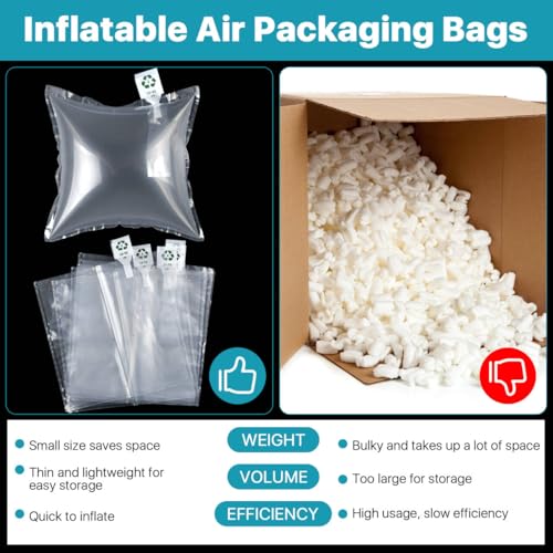 200 Pcs Packing Air Bags, Air Pillows for Shipping, Clear Plastic Air Cushion Bags, Inflatable Protector Bags with Free Pump for Moving, Shipping and Packaging, 7.9 × 7.9 In