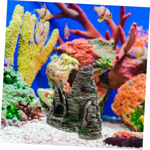 Fish Tank Mountain Decoration Rock Cave Resin Ornament for Aquatic Terrarium Compact Aquarium Decor for Small Spaces Easy Setup Visually Striking Design