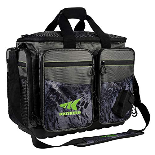 KastKing Fishing Gear & Tackle Bags - Saltwater Resistant Fishing Bags - Fishing Tackle Storage Bags - color: B2: Large-Lunker(Without Trays, 19.7"x13"x10.6")-Blackout