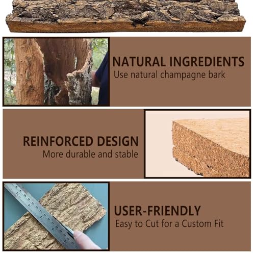 Tfwadmx 2PCS Thickened Cork Terrarium Bark Background, 11.8"x11.8" Natural Cork Bark for Reptiles Bearded Dragon Climbing Mat Reptile Climbing Wall Terrarium Background Decor for Lizard Gecko Snake - size: 2Pcs 11.81*11.81inch