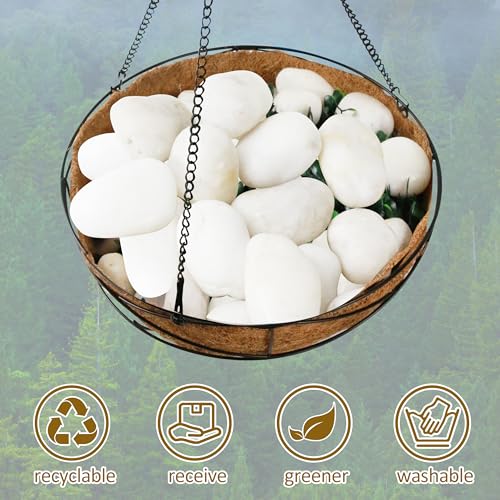 Sunnyglade 5LBS White River Rocks, 2-3 Inch Natural Pebbles for Indoor Plants, High Polished Decorative Stones Vase Filler Fish Tank Aquariums Landscaping Garden Outdoor and Indoor DIY (5 Pounds) - size: 5 Pounds