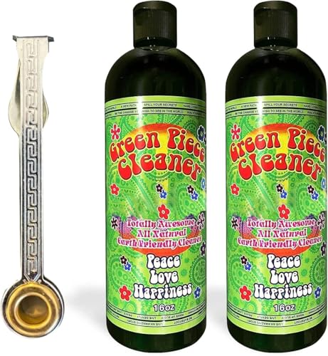 Green Piece® Cleaner - Two of the 16 oz Bottles of Glass Cleaner (Made in USA) - Including a 100% Stainless Steel Reamer - 3 in 1 tool - Excellent for grimey pieces - style: 16 Fl Oz (Pack of 2) + Reamer