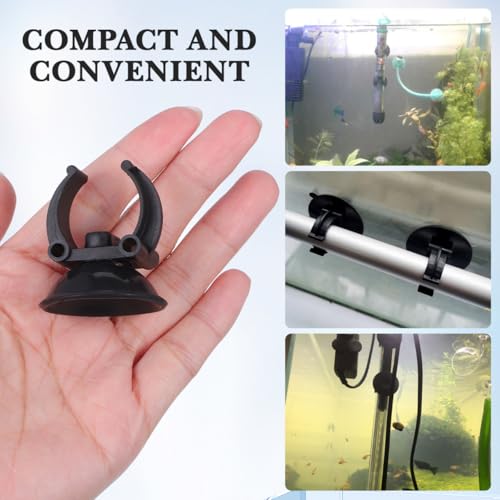 Homoyoyo 10 Pack Aquarium Heater Suction Cups 1.3" Suction Base with 0.95" Clips Heavy Duty Heating Rod Holder for 1" Standard Tubes PVC Pipes Rain Bars Black