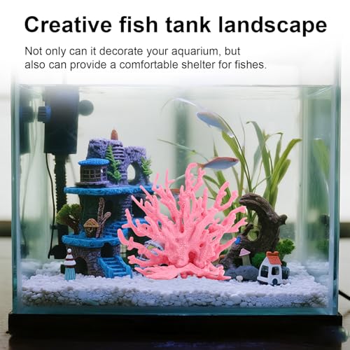 Tinoaly Fish Tank Decorations, Plastic Coral Reef Decor Creative Realistic Aquarium Coral Ornaments for Fish Tank Aquarium Landscape Decor Ornament Accessories Supplies (Pink) - color: Pink