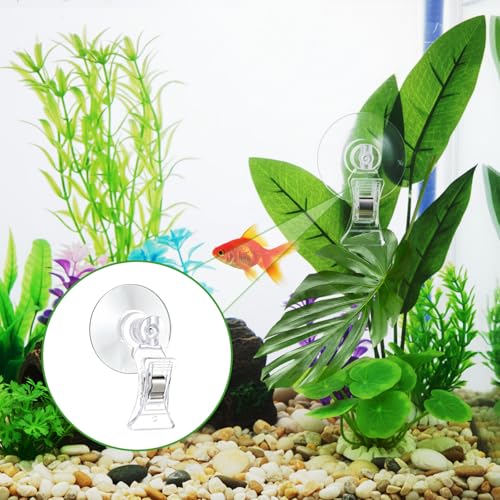 6Pcs Suction Cup Clips Aquarium Suction Cups, Window Glass Suction Cup Clear Plastic Fish Feeding Tool Underwater Fish Veggie Feeder Fish Tank Accessories