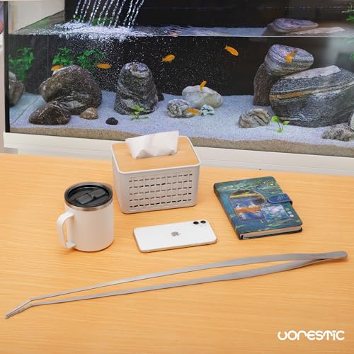 VORESTIC Curved Aquarium Tweezers 23.6 Inch, Stainless Steel Long Tongs for Fish Feeding, Reptile Feeding Tongs, Fish Tank Tool, Terrarium Tweezers, Aquarium Feeder and Aquascaping Tool - color: Silver