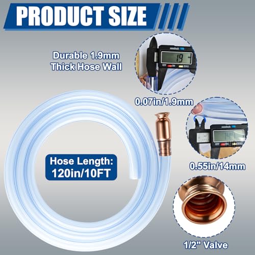 wadoy Shaker Siphon Hose 1/2" 10ft,Gas Siphon Pump for Gasoline/Fuel/Water Transfer,Safety Self Priming Hose (2 Pack) - size: 2 Pack 10FT