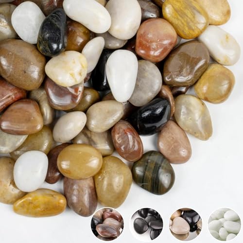 5lbs Pebbles for Indoor Plants, 1-2Inch Mixed Color Natural River Rocks for Aquarium, High Polished Decorative Stones for Vase Filler Fish Tank Landscaping Garden - color: Mixed Color, size: 5 Pounds