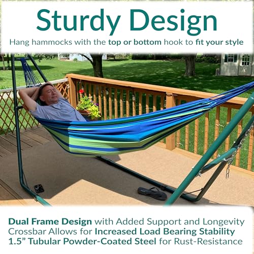 Sunnydaze Decor Universal Double Hammock Stand Only - 550-Pound Capacity - Heavy-Duty Hammock Stand for Outside - Fits 9 to 14 Foot Hammocks - Green