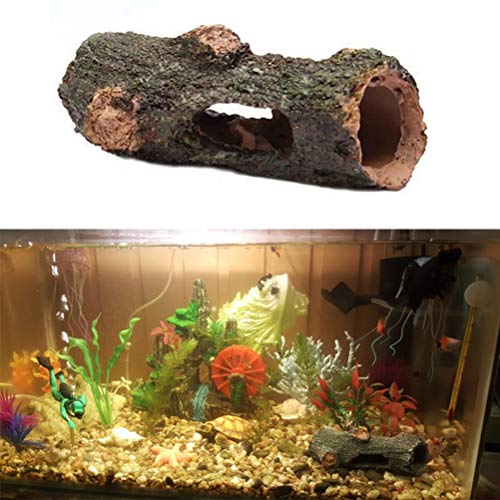 TOPINCN Aquarium Decoration Hollow Tree Trunk, Resin Betta Fish Hideout Cave Ornament for Small and Medium Tank, Vivid Landscape Log Decor for Fish to Play Rest Hide