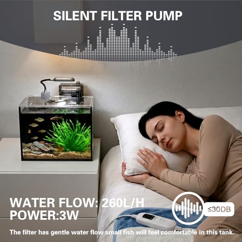 2 Gallon Small Aquarium Set Glass Fish Tank,Desktop Small Aquarium Kit for Beginners and Children to Keep Betta Fish, Goldfish, Shrimp, and Aquatic Plants (Black, 2 Gallon (Complete Kit) ﻿) - size: 2 Gallon (Complete Kit) ﻿