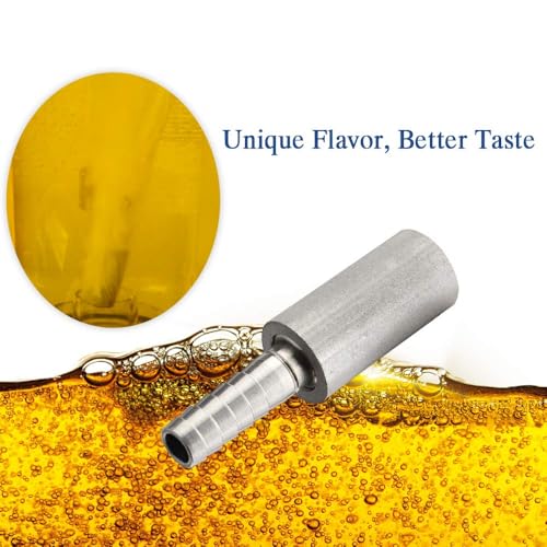 FERRODAY 0.5 Micron Diffusion Stainless Steel Aeration Stone with 1/4" Barb for Homebrew Wine Beer Soda + 20 Inch Silicone Hose - size: 1 count in 1 package