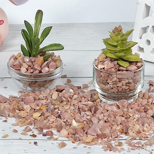 Crocon 1/2 LB Crushed Pink Opal Chips Bulk Stones 1100+ Carats Natural Quartz Pieces Irregular Shape Gemstones for House Warming Gifts New Home and Chakra healing crystals Home D�cor gifts for women - color: Pink Opal, size: 1/2 Pound