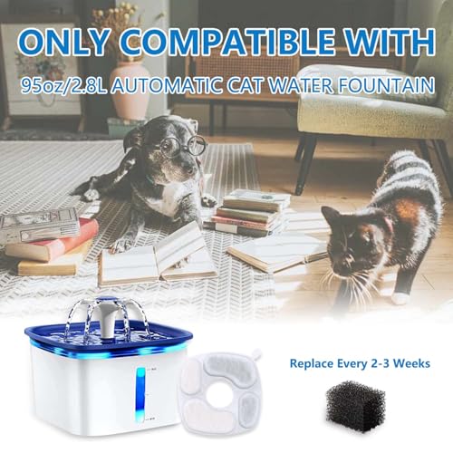8 Pack Filters+8 Pack Pre-Filter Sponges Replacement compatible with Veken 95oz/2.8L Cat Water Fountain Dog Pet Water Dispenser NeucomBBT