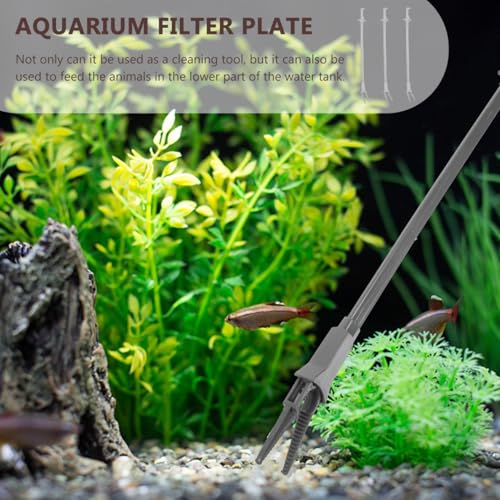 Abaodam 3Pcs Aquarium Tweezers and Feeding Tongs, Stainless Steel Terrarium Tools for Reptile Tank, Long Fish Tank Cleaning Tongs for Aquarium Plant Maintenance, Snake and Lizard Feeding Clamp