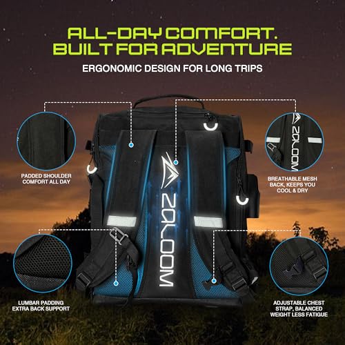 Waterproof Fishing Backpack with Tackle Boxes, Rod Holder & Foldable Net - 45L Fishing Tackle Bag with Trays Included, Extra Storage Gear and Equipment, Rain Cover, Fisherman Gift for Men - color: Large (45 L) - Black