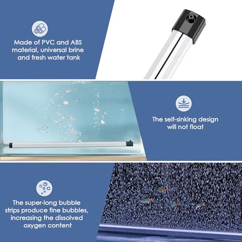 hygger Aquarium Bubble Strip, Nano Air Bubble Curtain Wall Aquarium, Quiet High Dissolved Oxygen Diffuser Fish Tank Bubbler Decorations Self-Sinking for Freshwater Saltwater (27.5 Inch) - size: 27.5 Inch