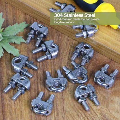 4pcs M5 Wire Rope Clamp, 3/16 inch Cable Clamps Stainless Steel Wire Rope Clips - size: M5