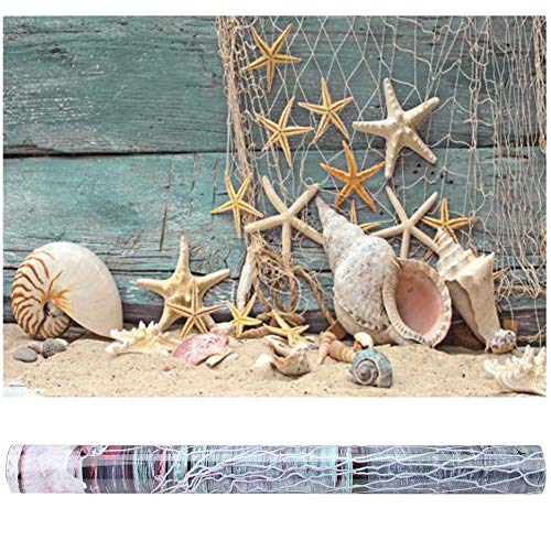 FILFEEL Aquarium Background Fish Decorations 3D Effect Adhesive Seashell Starfish Poster PVC Adhesive Decor Paper Sticker Paper Cling Decals (61x41cm)