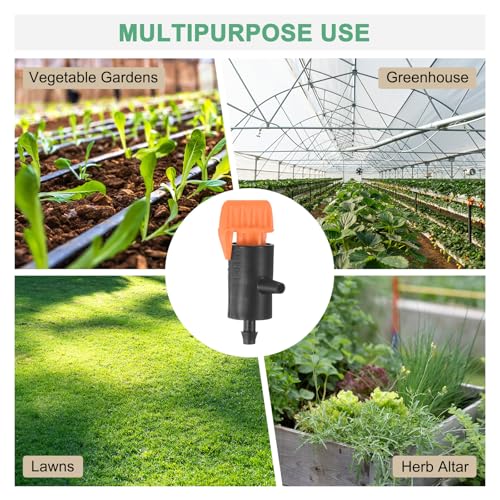 M METERXITY 60-Pack Flag Irrigation Dripper Emitter, 0-200L/H Plastic Drip Irrigation Connect for Garden/Trees/Herbs/Aquarium, Irrigation System Parts Tool [Black]