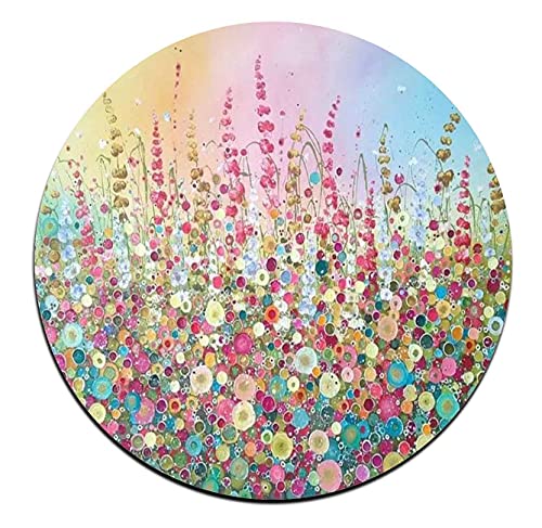 Colorful Watercolor Flowers Round Coaster Set - Made of Recycled Rubber - Set of 4 - color: Colorful Watercolor Flowers