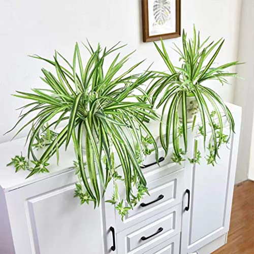 GBESTWOOW Artificial Spider Plant Hanging Vine Fake Greenery for Home Garden Office Wedding Decoreation 2pcs - size: 25 inch