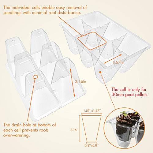 Gardzen 20 Pack Seed Starting Tray, Plant Germination Trays, Seed Starter Kit with Adjustable Humidity Vented Dome, Plant Growing Kit 6.6" x 4.5", Total 240-Cell, Clear - color: Clear, size: 20-Pack
