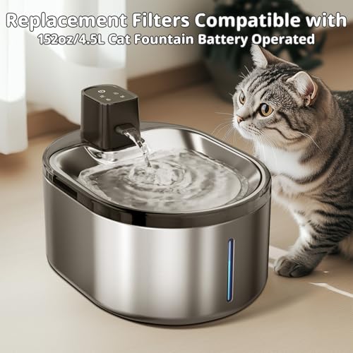 Cat Water Fountain Filter Pet Drinking Fountain Filter & Sponges for 152oz/4.5L Wireless Cat Water Fountain,Triple Filtration System for PTM-643 models, 9 Pack (9 Filters and Sponges) - size: 9 Filters+9 Sponges