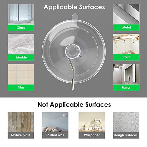 Hangerspace Suction Cup Hooks, 1.77 Inches Clear PVC Suction Cups with Metal Hooks Removable Small Suction Cups for Shower Bathroom Kitchen Wall Window Glass Door 12 Pack - size: Small