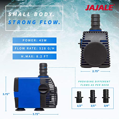 528 GPH Submersible Water Pump - Adjustable Quite Aquariums, Fountains, Hydroponics, and Pond Pump, 8.2ft Lift, 45W - 3 Pack - color: Blue; 3 Pack, size: 528 GPH