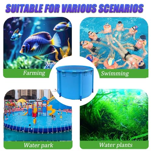 Aquarium Pool with Drain Valve,Aquaculture Water Tank Cistern Steel Frame Multifunction PVC Canvas Temporary Fish Pond，Round Frame Swimming Pool Fish Pond - 1.2x0.6m PVC Canvas with Drain Va - size: 1.2x0.6m