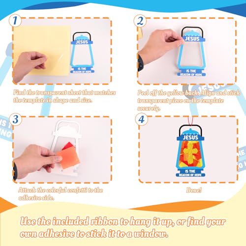 40PCS Sunday School VBS Crafts Bulk: Paper Oil-Lamp Nativity Suncatchers,Jesus Religious Christian Classroom Camping Activity DIY Kits Gifts Church Decorations,Window Stained Glass Effect Art Supplies - style: oil lamp