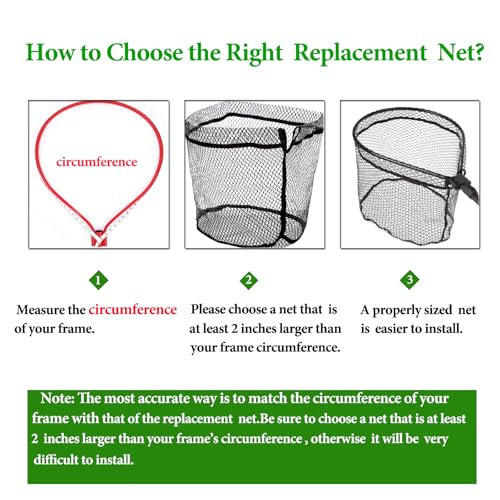 Rubber Coated Replacement Fishing Net Hook Resist for Landing Net, 24" to 36" Deep Net for Larger Catches - size: S:20.5"Dia.-24"Depth-66"Circumference