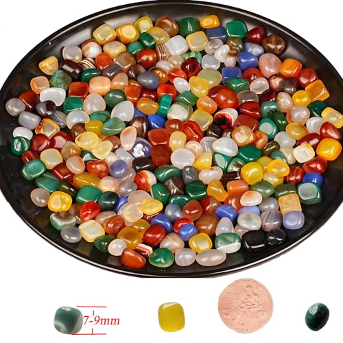 1Lb Pebbles for Indoor Plants, Vase, Succulent, Bamboo, 1/3" Plant Rocks for Pots Indoor, Small Decorative Colorful Agate Stone for Home Decor, Highly Polished - color: Multicolor 8.5mm
