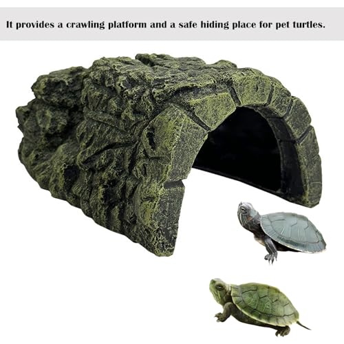 Reptile Hideout Cave, Aquarium Fish Hide Cave Decoration, Small Turtle Basking Platform Resin Rock Fish Tank Hides Habitat Decorations Reptile Hideout Nest Habitat