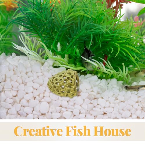 Garneck Shrimp Dome Hide: Shrimp Hides for Aquarium - Betta Fish Hideout with Suction Cup - Fish Tank Habitat Ornament Accessories - Aquarium Hiding Decor Golden - color: Golden