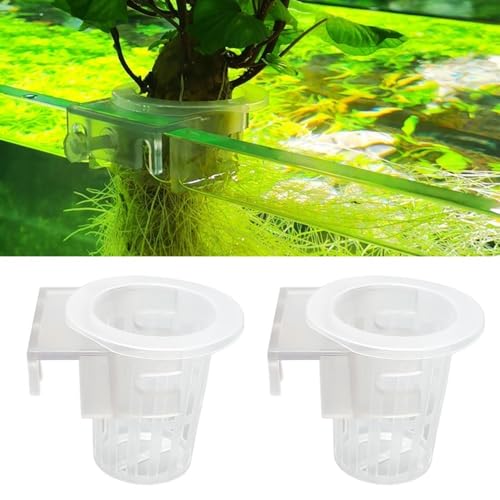2 Pcs ABS Transparent Fish Tank Planter Cups Adjustable Hanging Holder Aquarium Fish Tank Landscaping Decorations Plant Pots