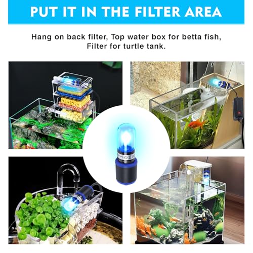 UVC Aquarium Sterilizer Light – Mini 3W for Fish Tank & Pond Filter, Water Clarifier & Algae Cleaner, Quartz Tube Waterproof - color: Switch, size: Switch 3w