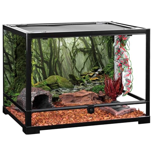 AWERT Foggy Forest Terrarium Background - Stream Green Huge Tree Reptile Habitat - Tropical Rainforest Aquarium - 30x18 inches - Durable Polyester - size: 30x18in/75x45cm