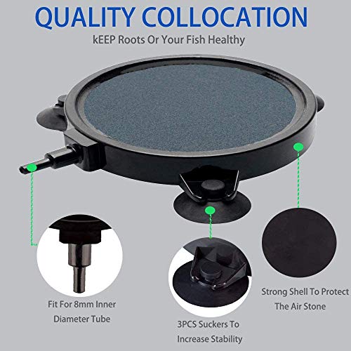 PINVNBY 4.2-Inch Air Stone Disc Bubble Diffuser with Suction Cups for Oxygenation in Fresh/Saltwater Tanks, Ponds, Hydroponic, Aquaponics, and as a Decorative Airstone for Aquariums - size: 4 PCS